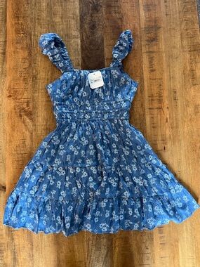 Altar'd State Blue Floral Ruffle-Strap Tiered Sundress